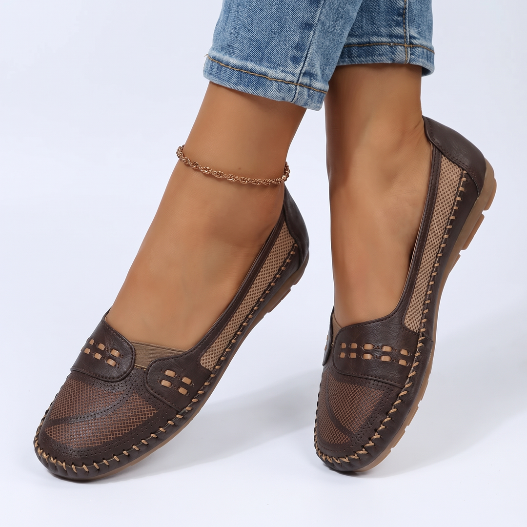 Women's Flat Slip-On Loafers Perforated Moccasin Casual Comfort Shoes