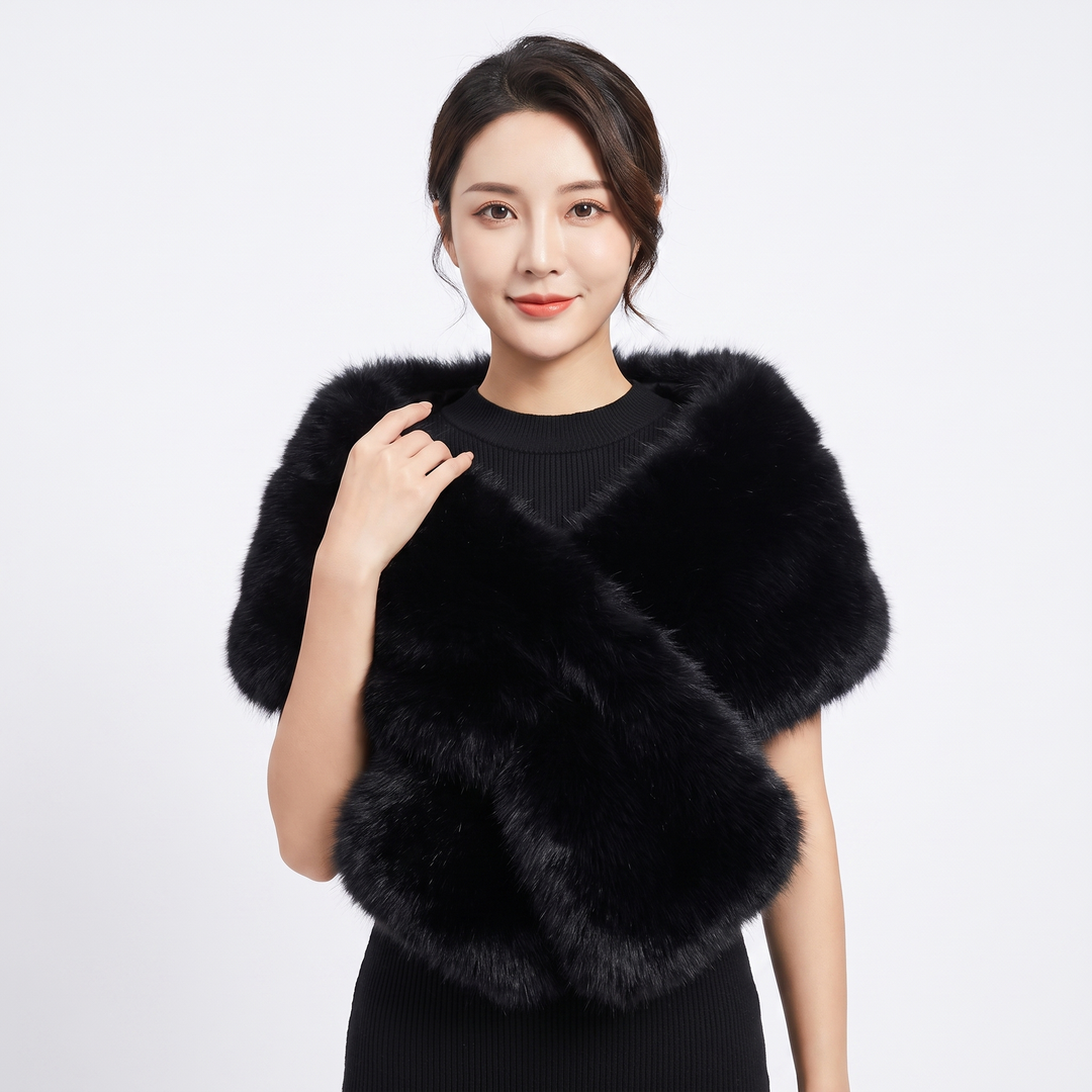 Women's Faux Fur Bridal Wrap Shawl Fluffy Stole Wedding Evening Cape Cover Up