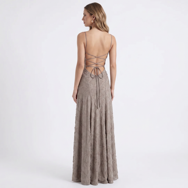 Women's Lace Maxi Dress Spaghetti Strap Cowl Neck A-Line Formal Evening
