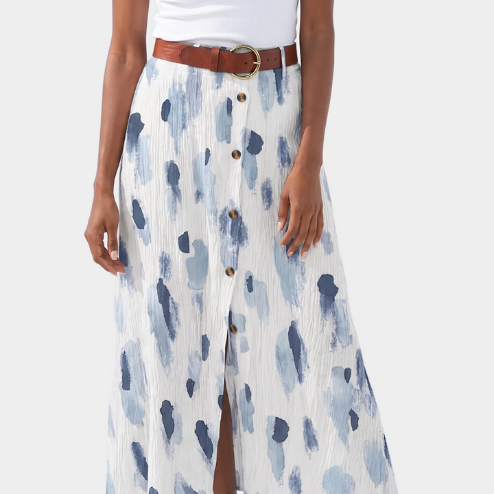 Women's Maxi Skirt Button Front High Waist A Line Cotton Beach