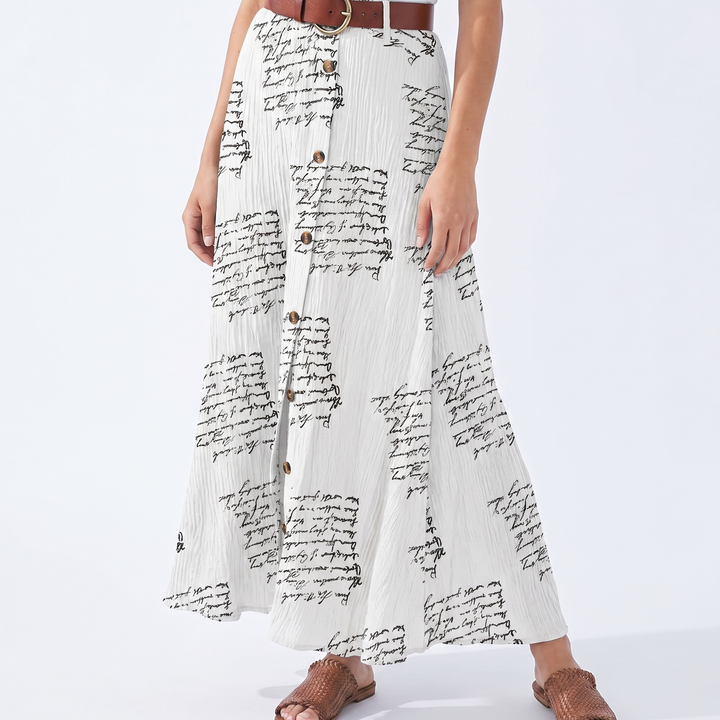 Women's Maxi Skirt Button Front High Waist A Line Cotton Beach