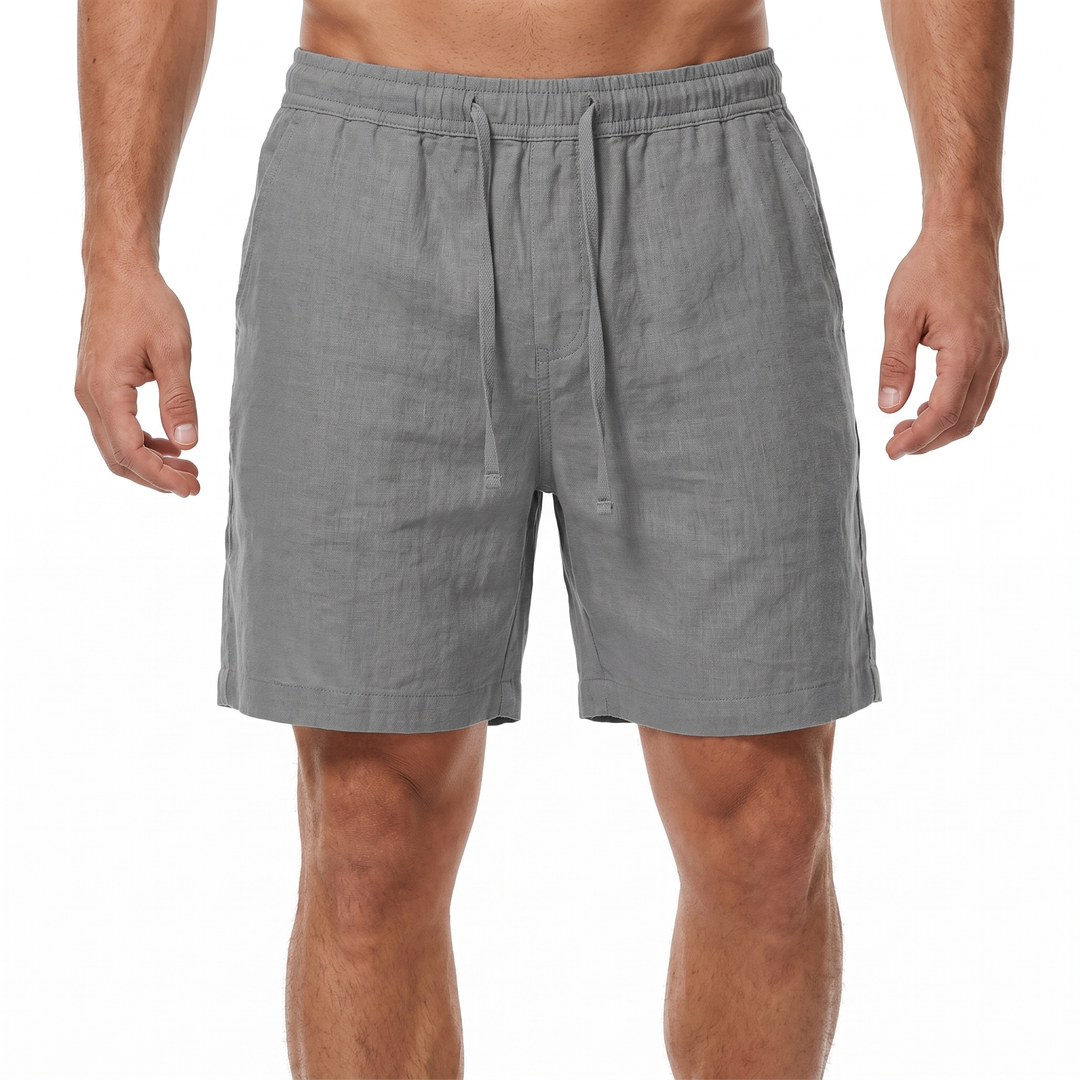 Men's Linen Drawstring Shorts Elastic Waist Casual Summer