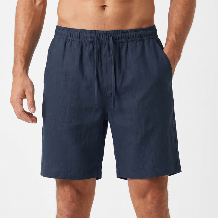 Men's Linen Drawstring Shorts Elastic Waist Casual Summer