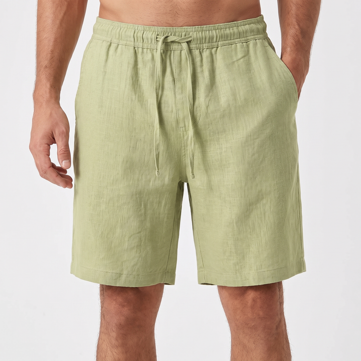 Men's Linen Drawstring Shorts Elastic Waist Casual Summer