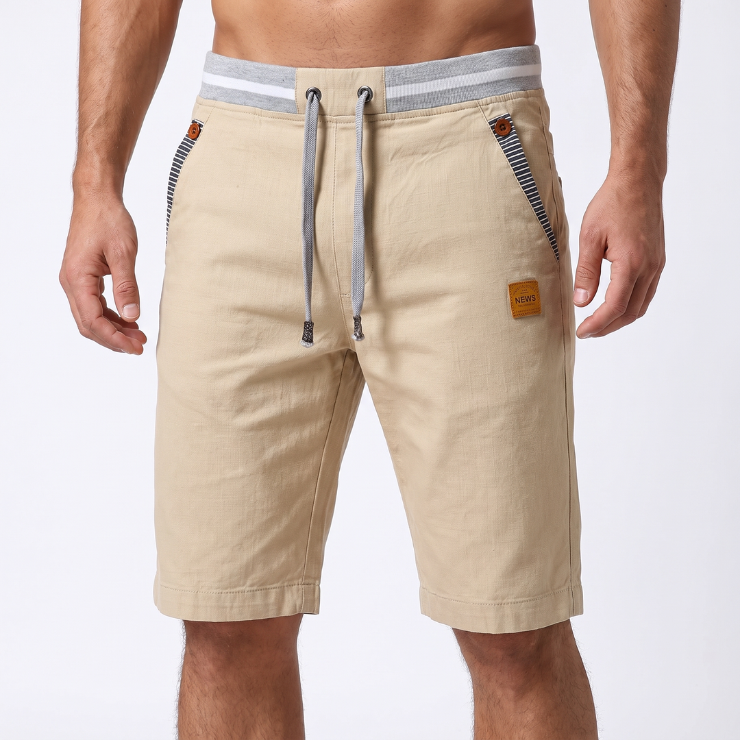 Men's Casual Cargo Shorts Elastic Waist Drawstring Cotton