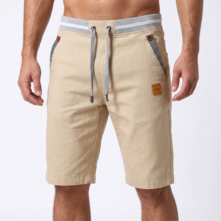 Men's Casual Cargo Shorts Elastic Waist Drawstring Cotton