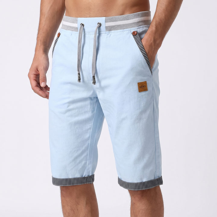 Men's Casual Cargo Shorts Elastic Waist Drawstring Cotton