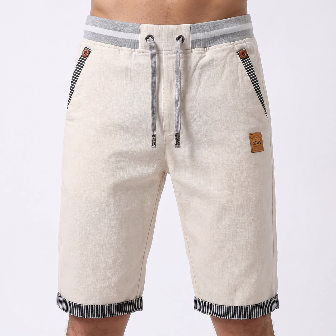 Men's Casual Cargo Shorts Elastic Waist Drawstring Cotton