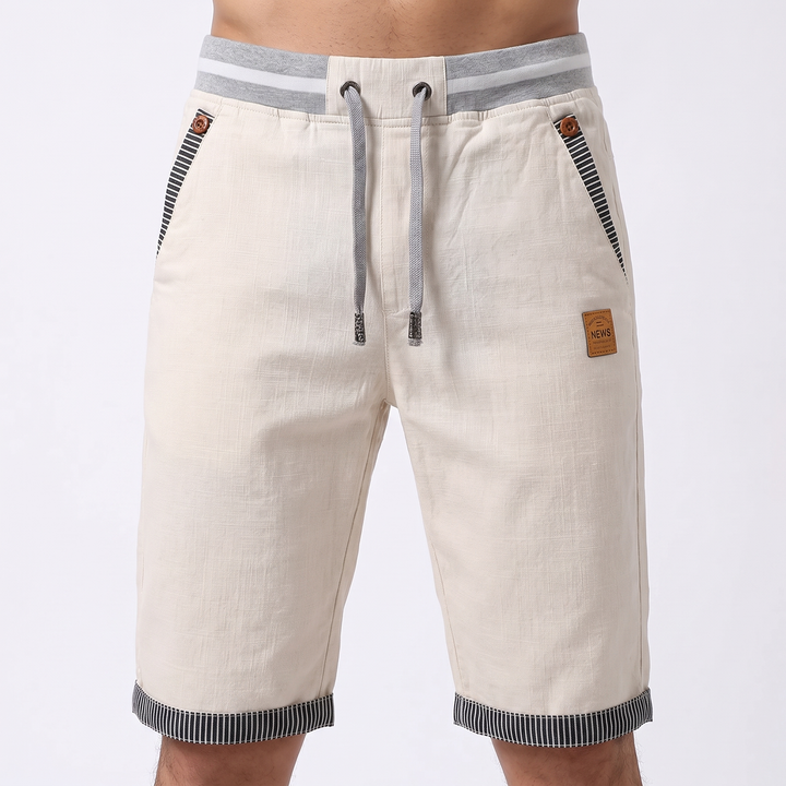 Men's Casual Cargo Shorts Elastic Waist Drawstring Cotton