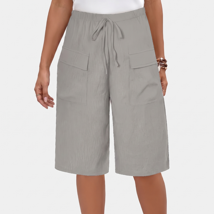 Women's Wide Leg Cargo Shorts Drawstring Waist Cotton Casual