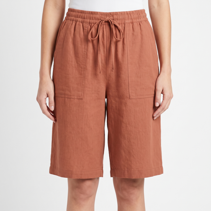 Women's Wide Leg Cargo Shorts Drawstring Waist Cotton Casual