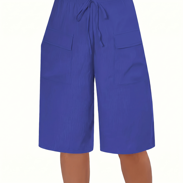 Women's Wide Leg Cargo Shorts Drawstring Waist Cotton Casual