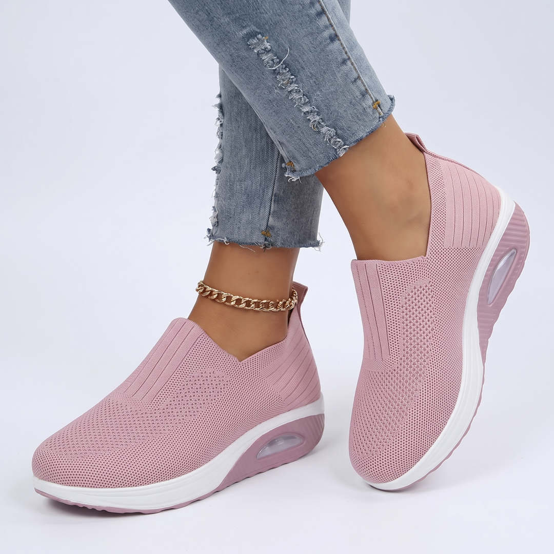 Women's Slip-On Platform Sneakers Knit Air Cushion Shoes
