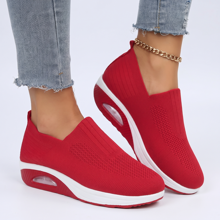 Women's Slip-On Platform Sneakers Knit Air Cushion Shoes