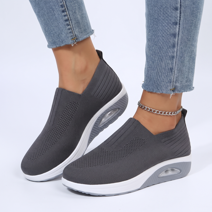Women's Slip-On Platform Sneakers Knit Air Cushion Shoes