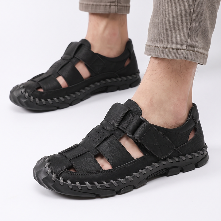 Men's Leather Fisherman Sandals Closed Toe Casual Summer