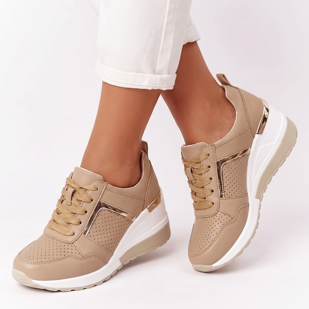 Women's Wedge Sneakers Lace-Up Platform Sport Shoes