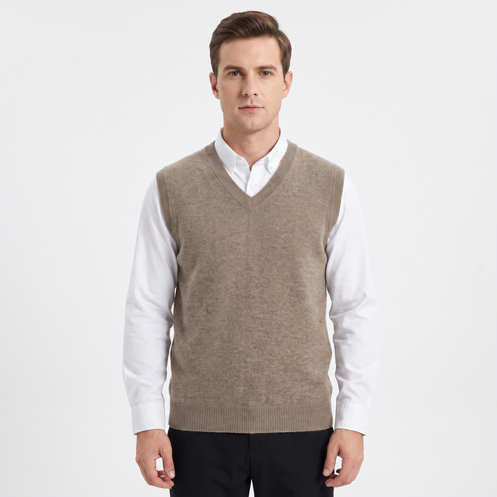 Men's Sleeveless V-Neck Sweater Vest Knit Wool Casual Pullover