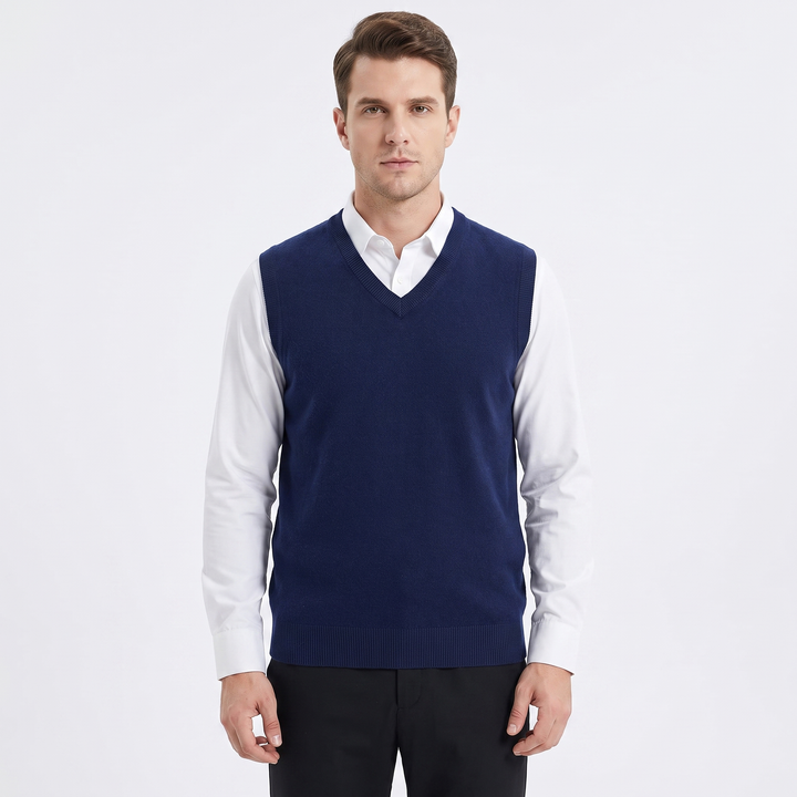 Men's Sleeveless V-Neck Sweater Vest Knit Wool Casual Pullover