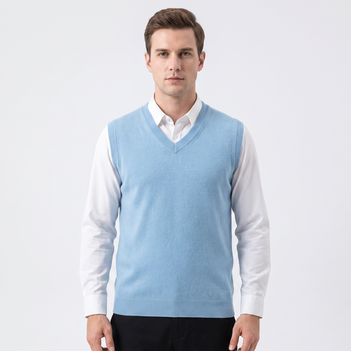 Men's Sleeveless V-Neck Sweater Vest Knit Wool Casual Pullover
