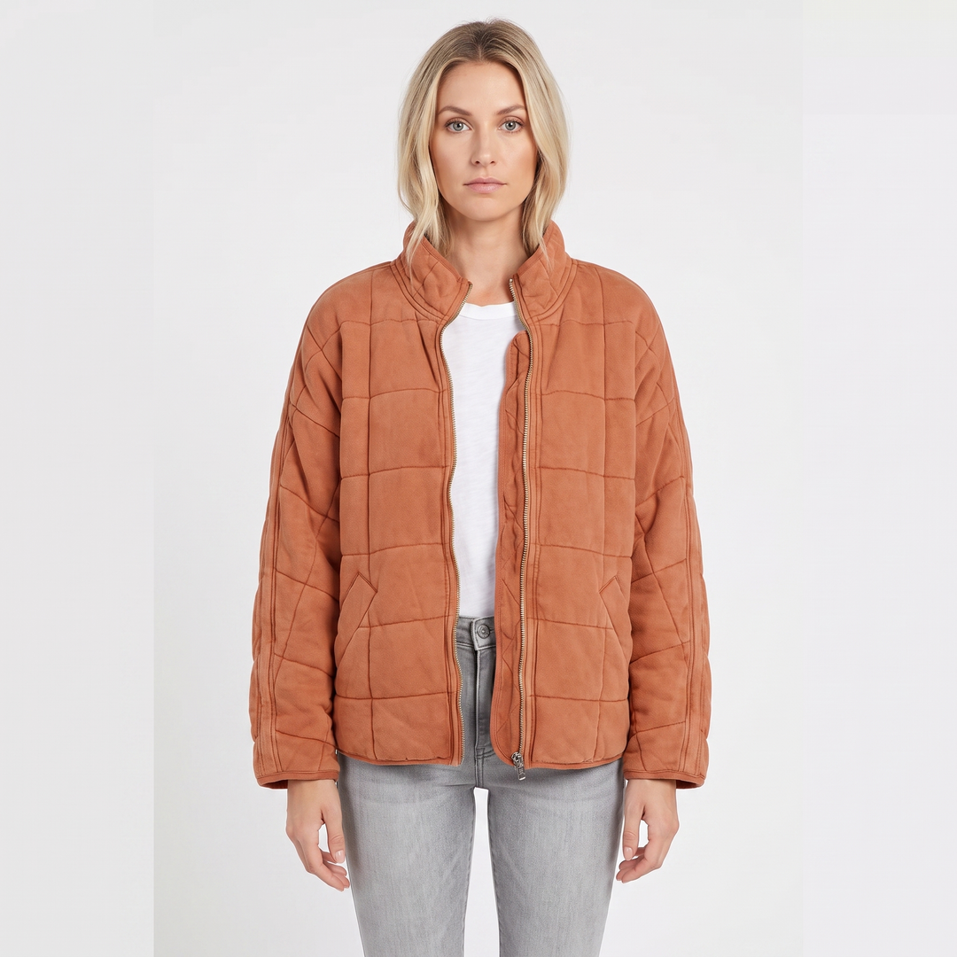 Women's Quilted Puffer Jacket Oversized Zip-Up Padded Casual Coat