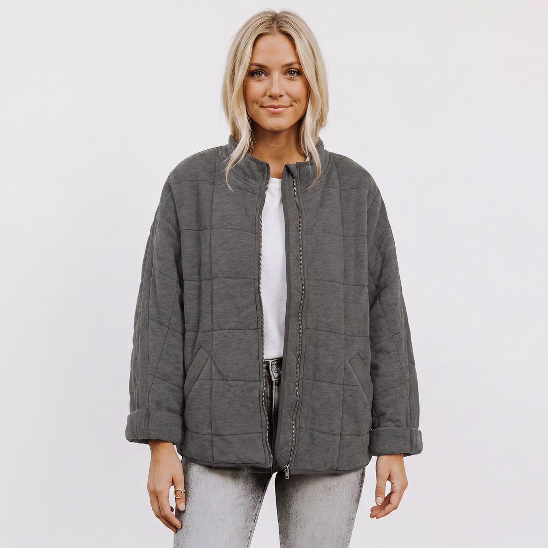 Women's Quilted Puffer Jacket Oversized Zip-Up Padded Casual Coat