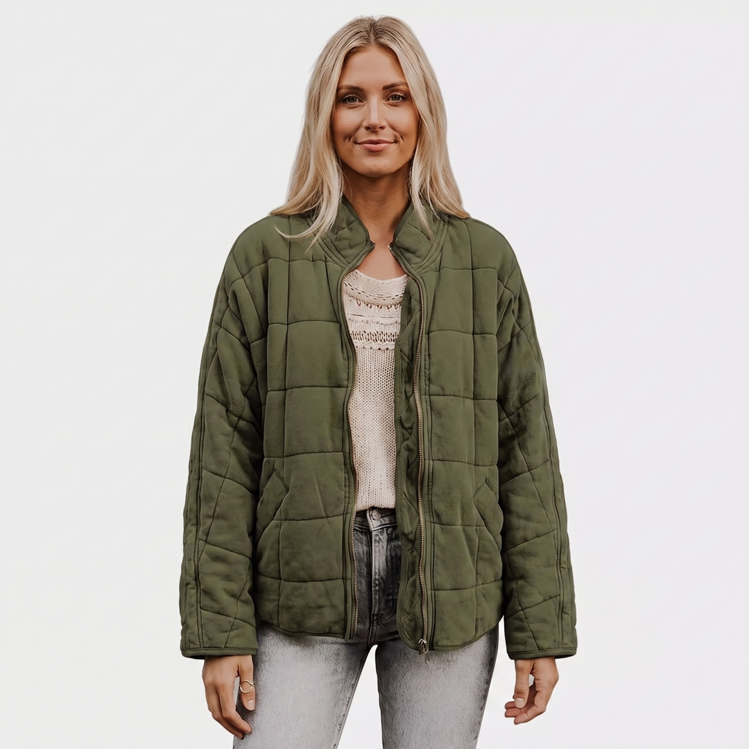 Women's Quilted Puffer Jacket Oversized Zip-Up Padded Casual Coat