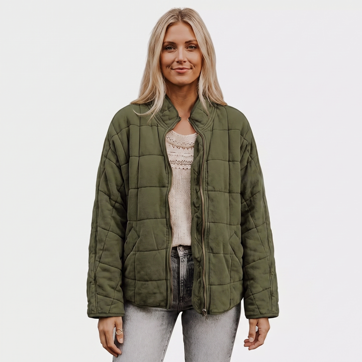 Women's Quilted Puffer Jacket Oversized Zip-Up Padded Casual Coat