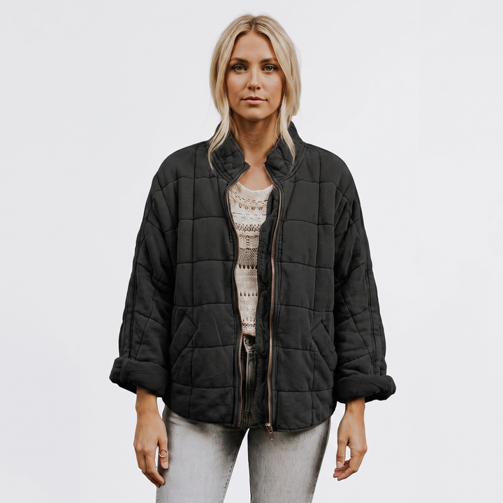 Women's Quilted Puffer Jacket Oversized Zip-Up Padded Casual Coat