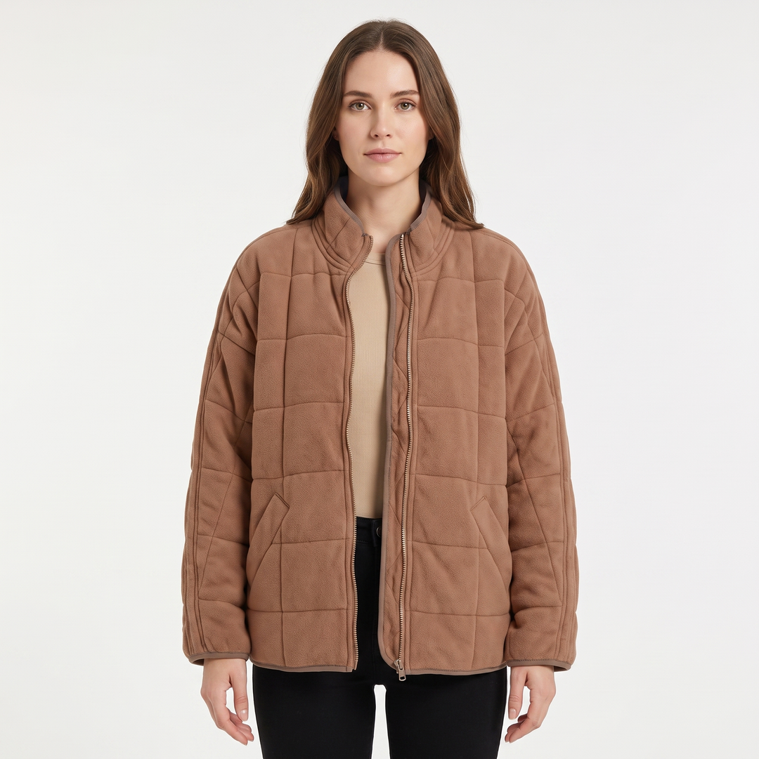 Women's Quilted Puffer Jacket Oversized Zip-Up Padded Casual Coat