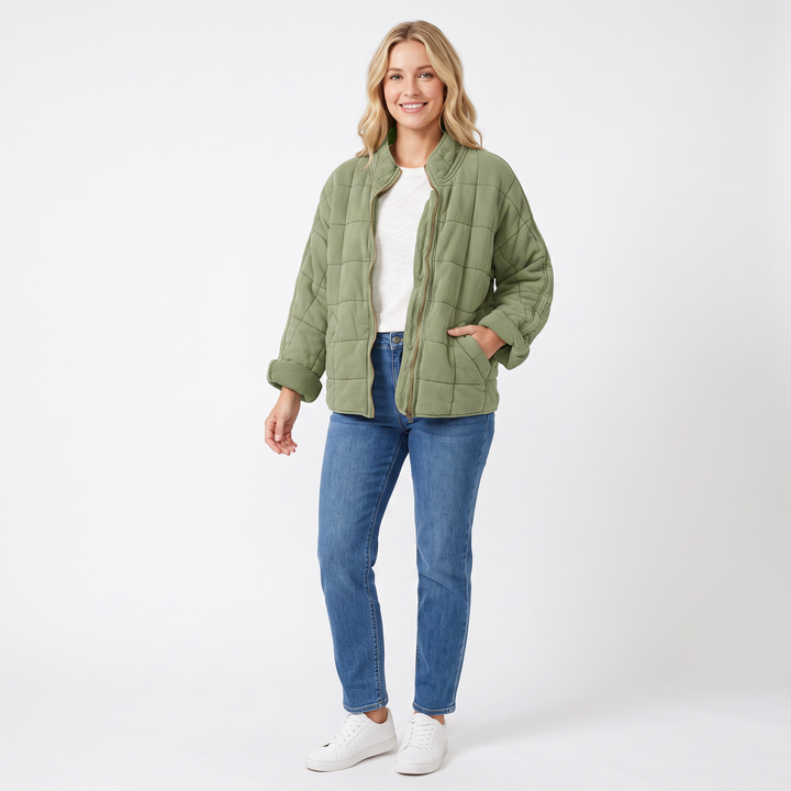 Women's Quilted Puffer Jacket Oversized Zip-Up Padded Casual Coat