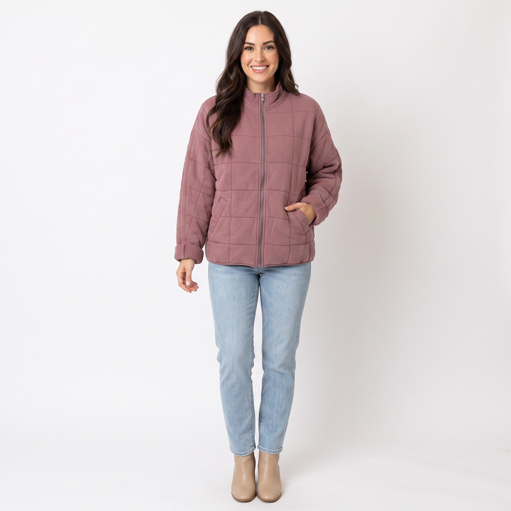 Women's Quilted Puffer Jacket Oversized Zip-Up Padded Casual Coat