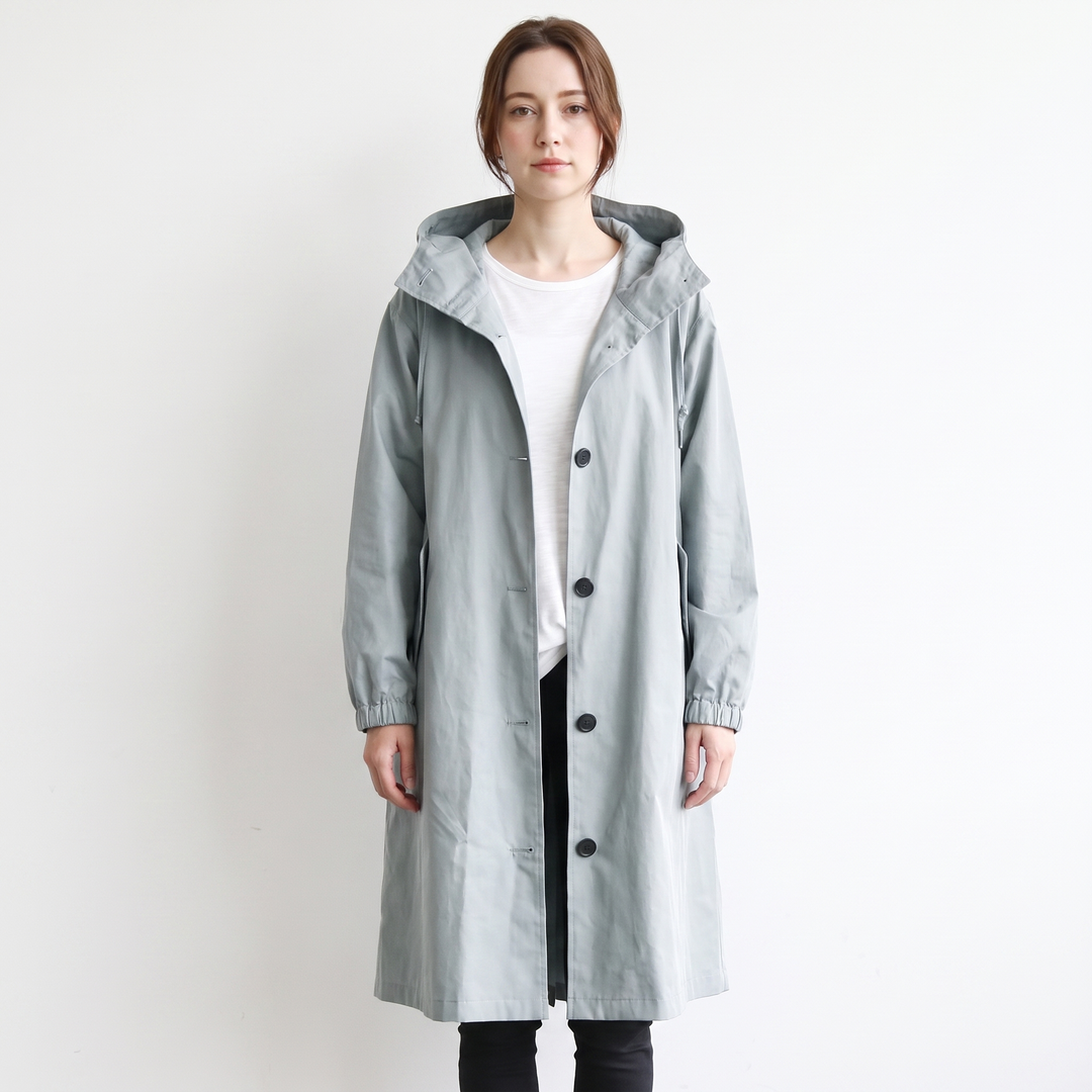Women's Long Hooded Trench Coat Oversized Button-Front Casual Jacket