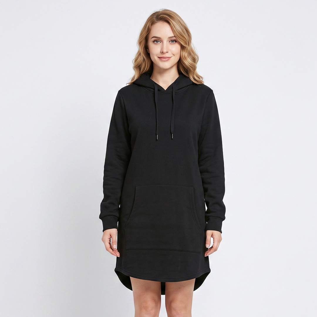 Women's Hoodie Dress Long Sleeve Fleece Pullover With Pocket