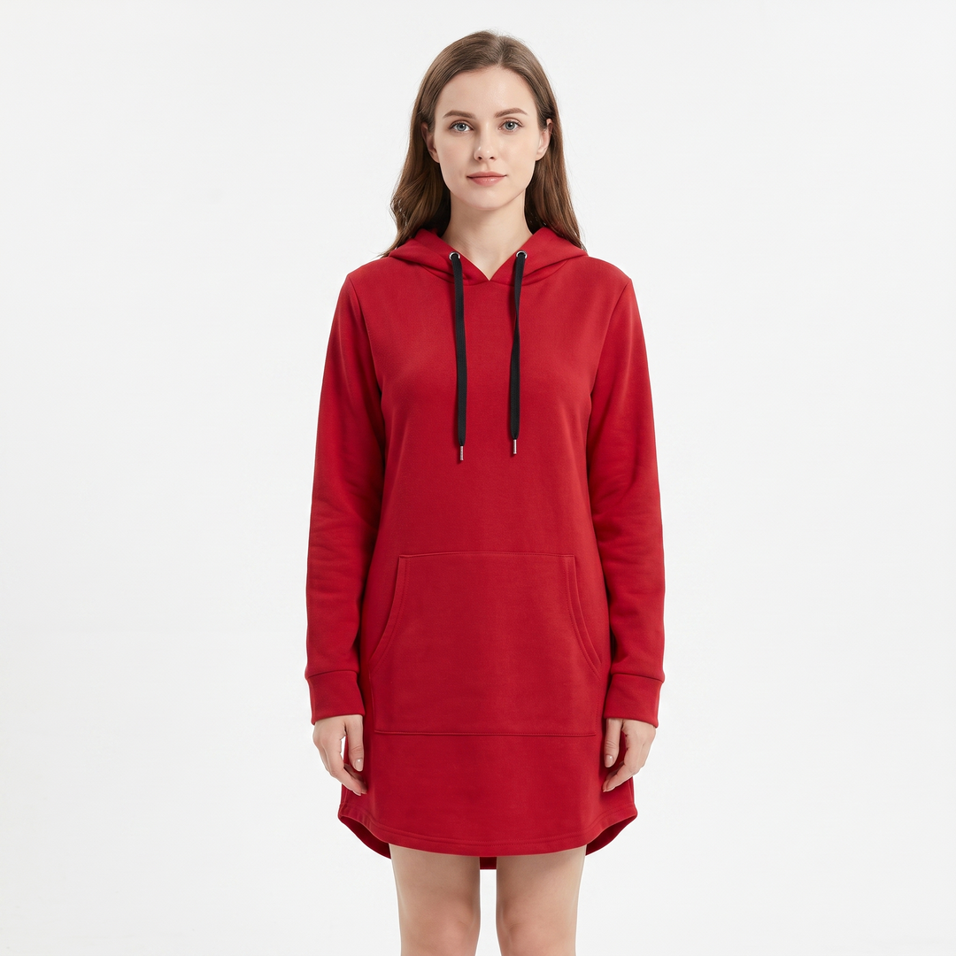 Women's Hoodie Dress Long Sleeve Fleece Pullover With Pocket
