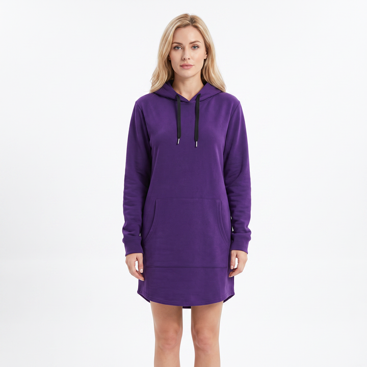 Women's Hoodie Dress Long Sleeve Fleece Pullover With Pocket