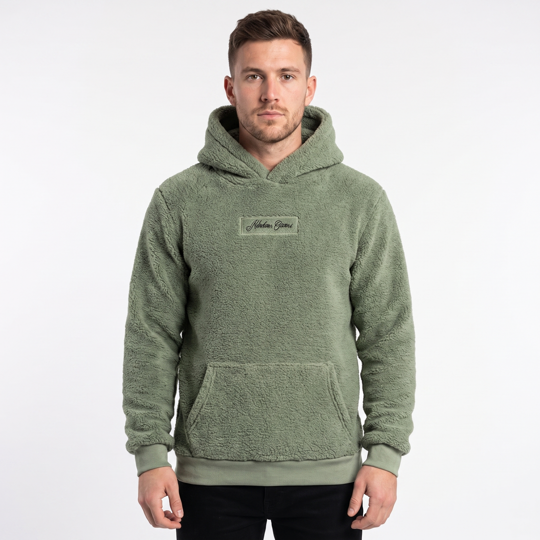 Men's Sherpa Fleece Hoodie Teddy Pullover With Kangaroo Pocket