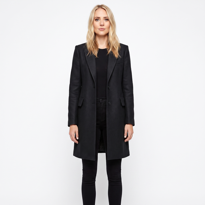 Women's Wool Blend Coat Longline Tailored Lapel Overcoat