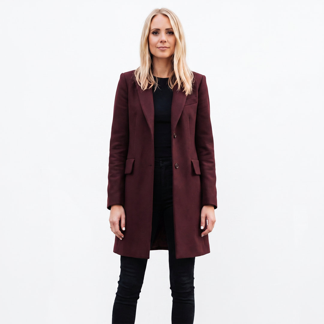 Women's Wool Blend Coat Longline Tailored Lapel Overcoat