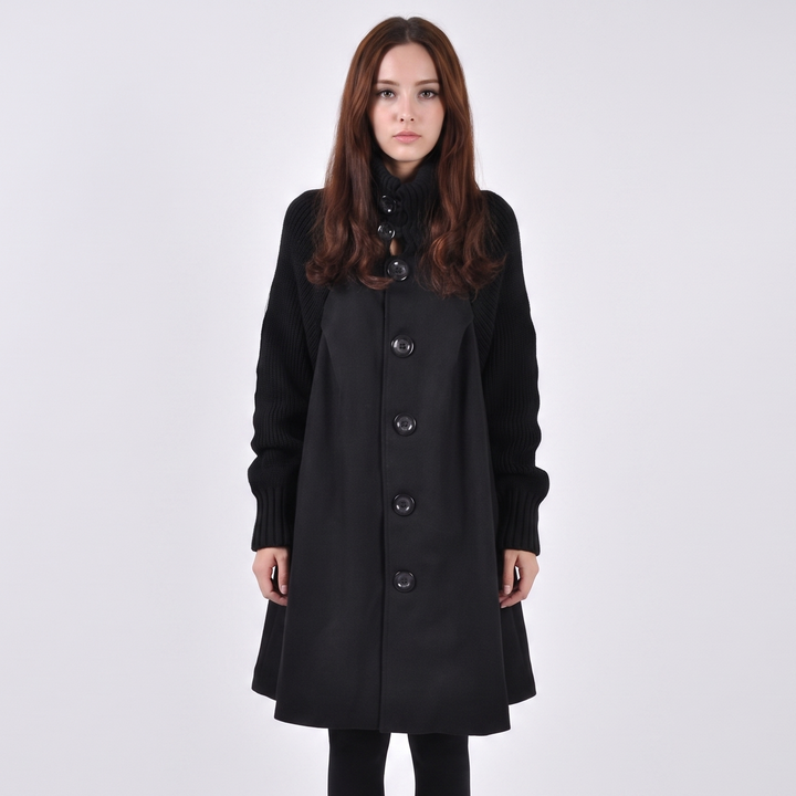Women's Wool Blend Swing Coat A-Line Button Front Overcoat