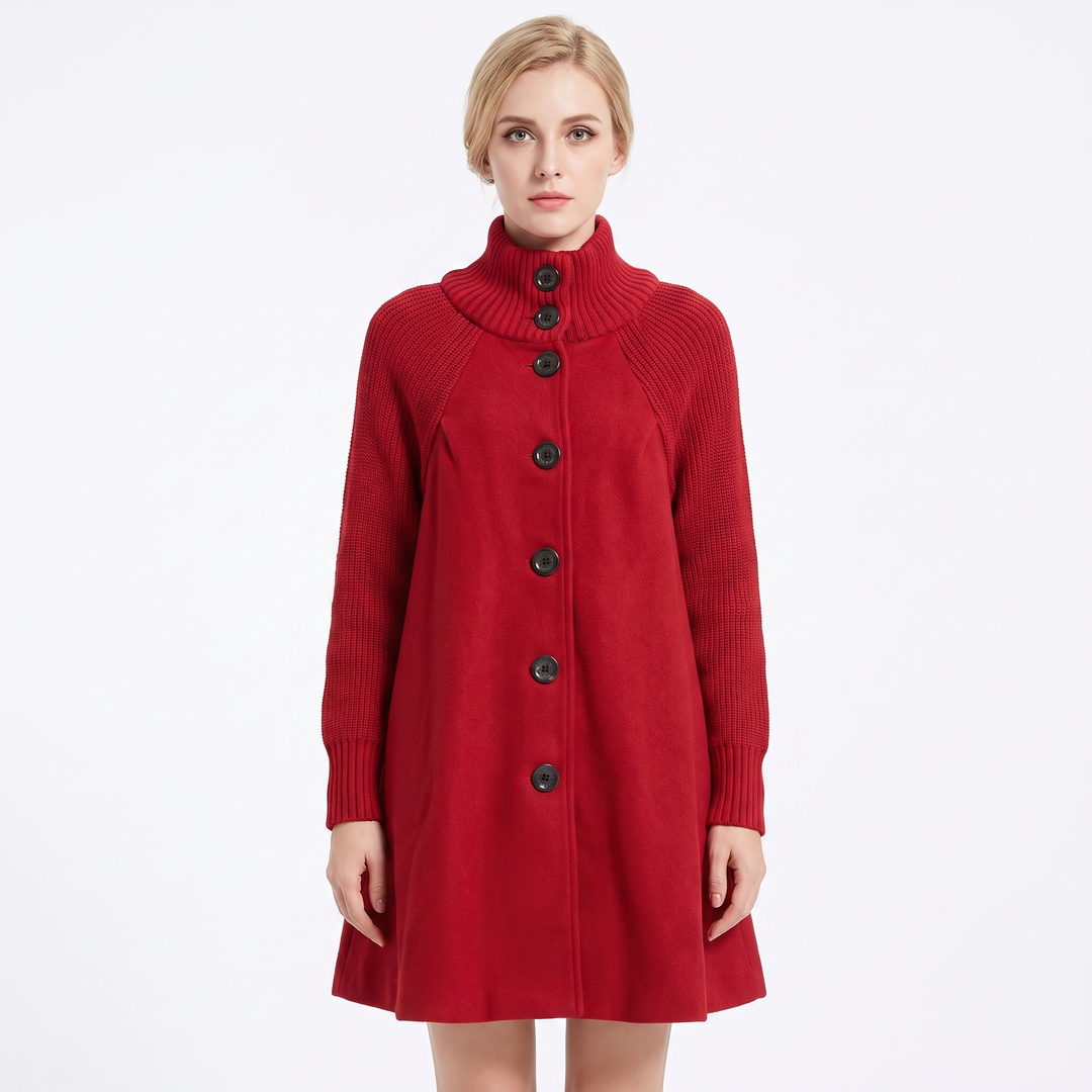 Women's Wool Blend Swing Coat A-Line Button Front Overcoat