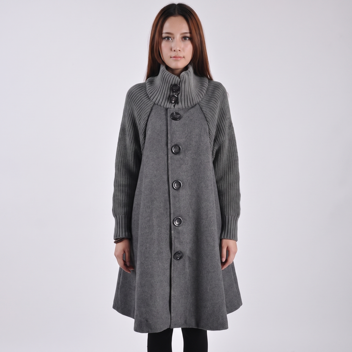 Women's Wool Blend Swing Coat A-Line Button Front Overcoat