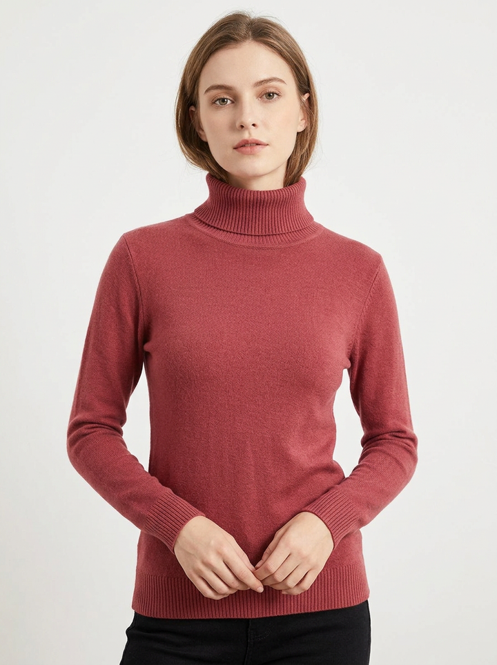 Women's Turtleneck Sweater Soft Knit Long Sleeve Slim Fit