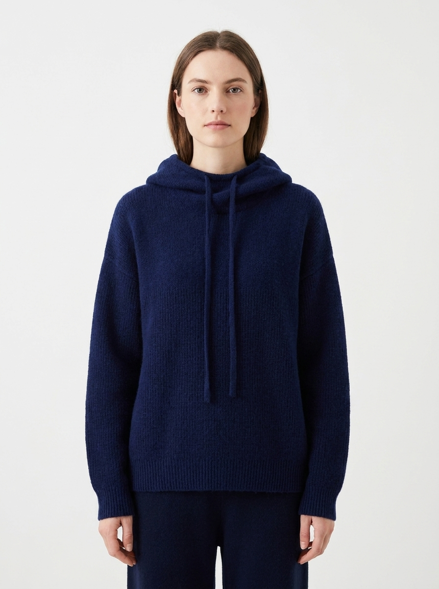 Women's Knit Hoodie Sweater Drawstring Cowl Neck Oversized