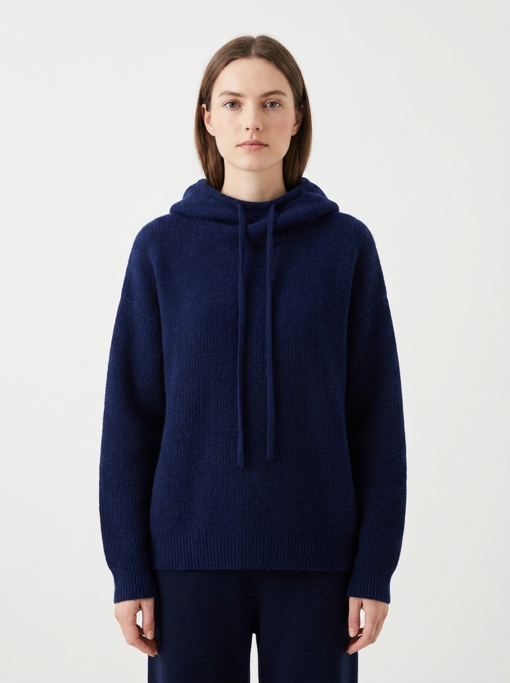 Women's Knit Hoodie Sweater Drawstring Cowl Neck Oversized