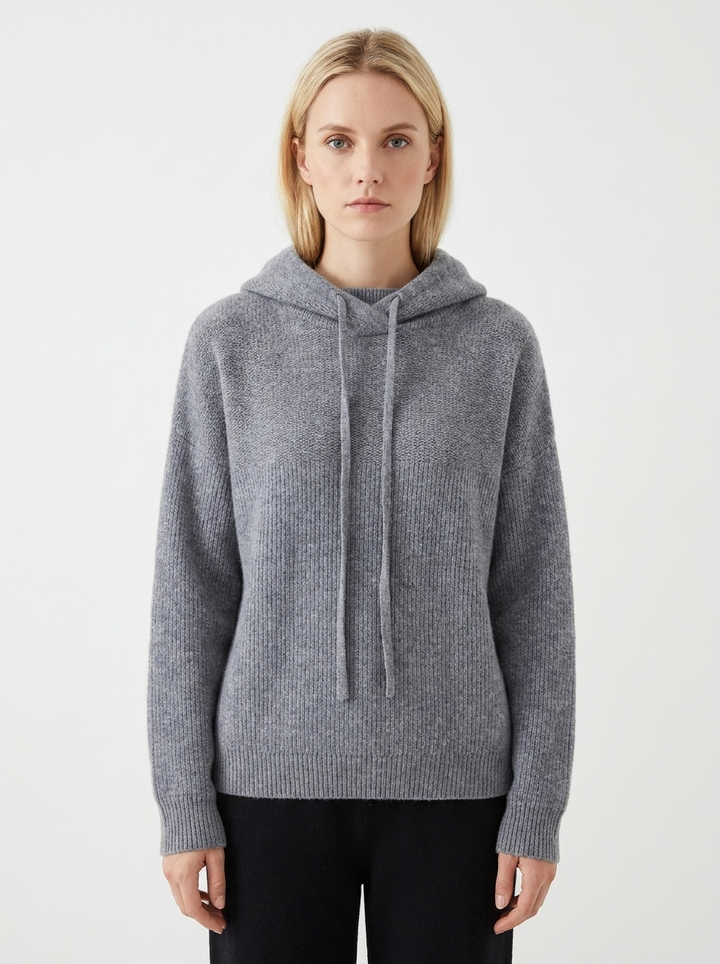 Women's Knit Hoodie Sweater Drawstring Cowl Neck Oversized