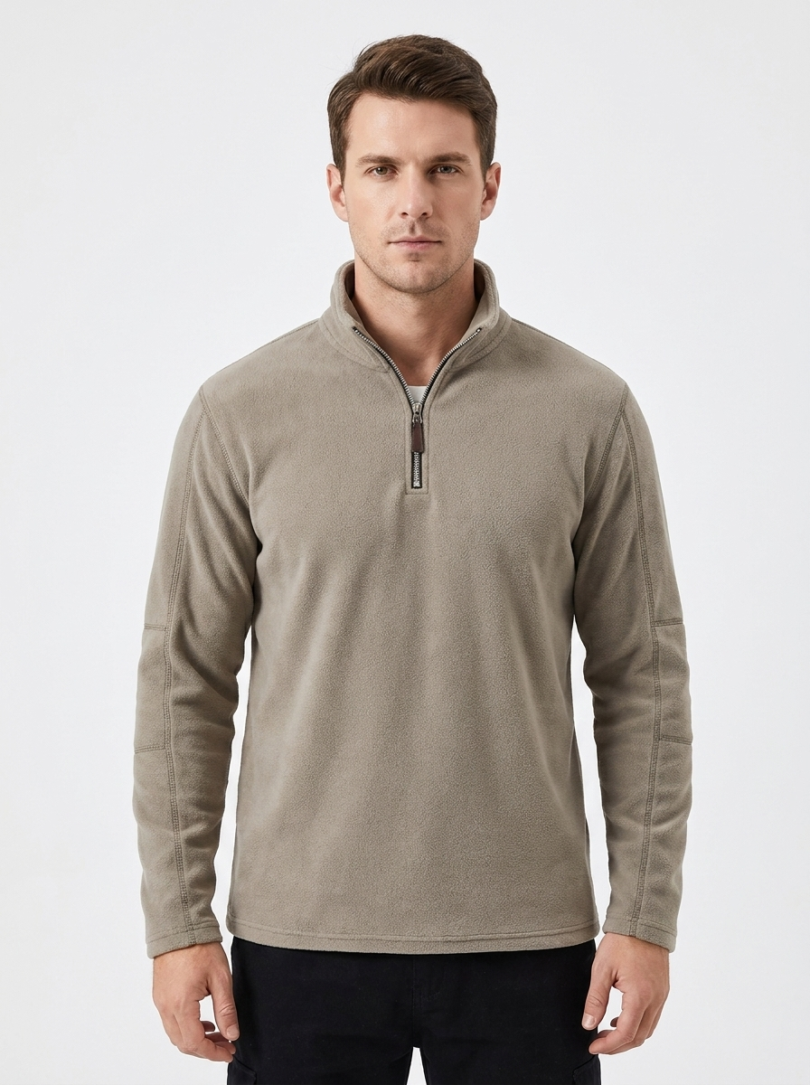 Men's Fleece Pullover Quarter-Zip Mock Neck Casual Sweater
