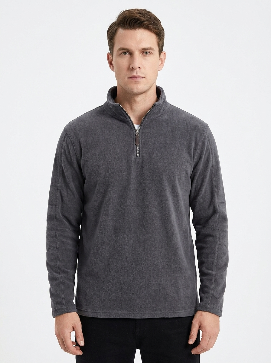 Men's Fleece Pullover Quarter-Zip Mock Neck Casual Sweater