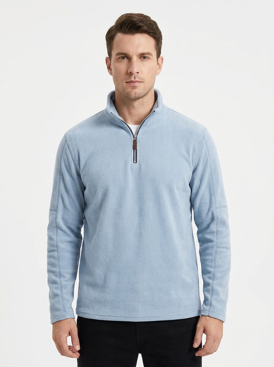Men's Fleece Pullover Quarter-Zip Mock Neck Casual Sweater
