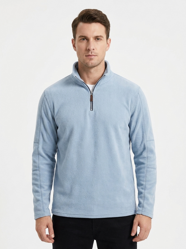 Men's Fleece Pullover Quarter-Zip Mock Neck Casual Sweater